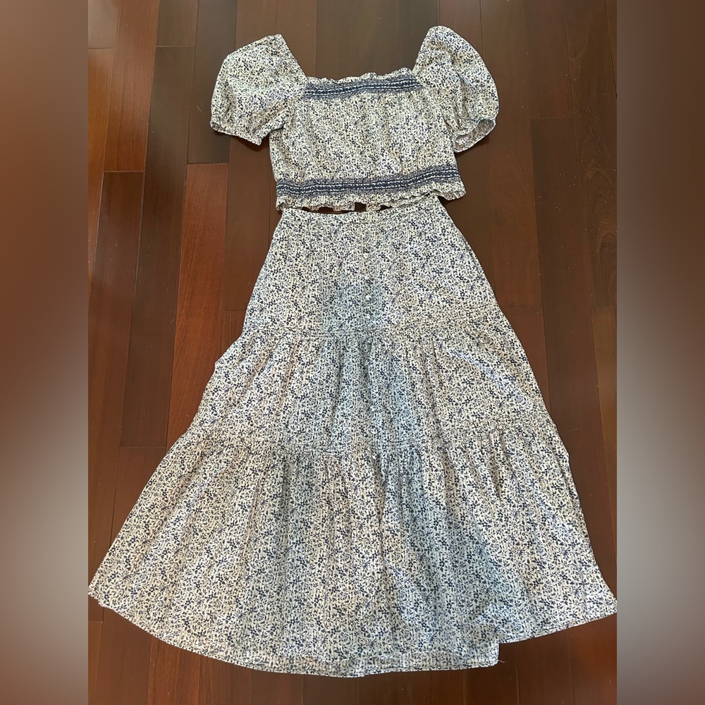 Madewell 2 piece skirt top set extra small XS